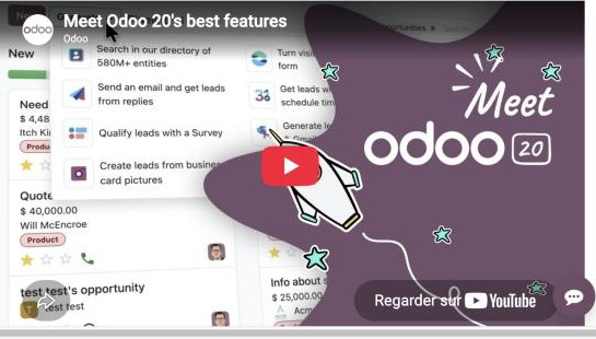 Odoo 20 — vue d'ensemble des nouveautés, agents IA en tête.